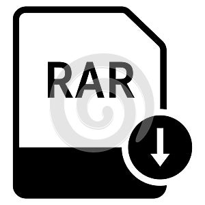 RAR file format with arrow down symbol icon vector for web and mobile application