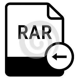 RAR file format with arrow left symbol icon vector for web and mobile application