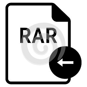 RAR file format with arrow left symbol icon vector for web and mobile application