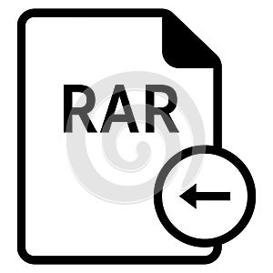 RAR file format with arrow left symbol icon vector for web and mobile application