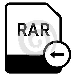 RAR file format with arrow left symbol icon vector for web and mobile application