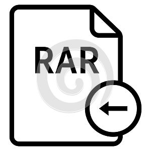 RAR file format with arrow left symbol icon vector for web and mobile application