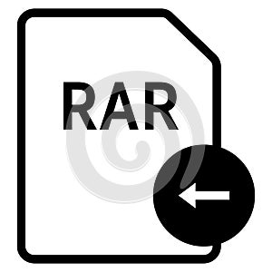 RAR file format with arrow left symbol icon vector for web and mobile application