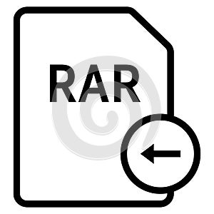 RAR file format with arrow left symbol icon vector for web and mobile application