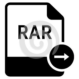 RAR file format with arrow right symbol icon vector for web and mobile application