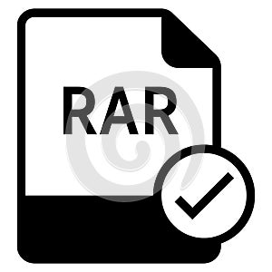 RAR file format with check symbol icon vector for web and mobile application