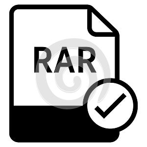 RAR file format with check symbol icon vector for web and mobile application