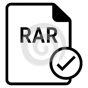 RAR file format with check symbol icon vector for web and mobile application