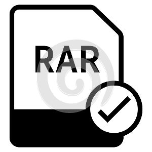 RAR file format with check symbol icon vector for web and mobile application