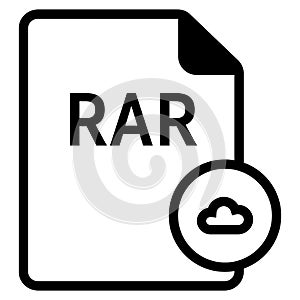 RAR file format with cloud symbol icon vector for web and mobile application