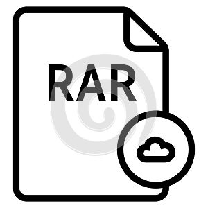 RAR file format with cloud symbol icon vector for web and mobile application