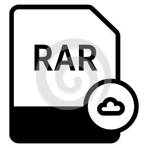 RAR file format with cloud symbol icon vector for web and mobile application