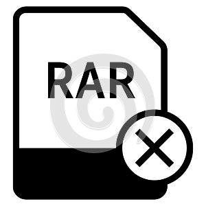 RAR file format with cross symbol icon vector for web and mobile application