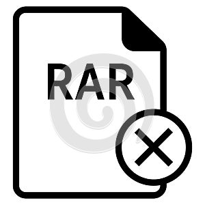 RAR file format with cross symbol icon vector for web and mobile application