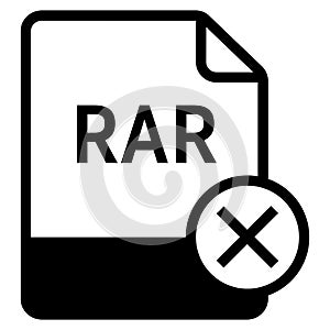 RAR file format with cross symbol icon vector for web and mobile application