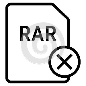 RAR file format with cross symbol icon vector for web and mobile application