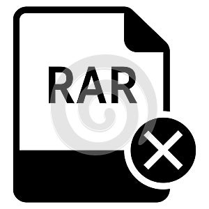 RAR file format with cross symbol icon vector for web and mobile application