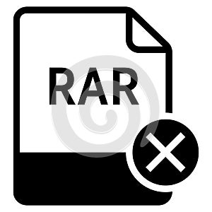 RAR file format with cross symbol icon vector for web and mobile application