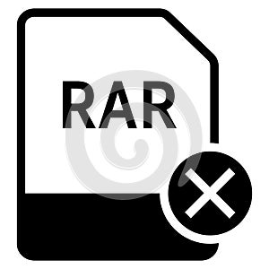 RAR file format with cross symbol icon vector for web and mobile application