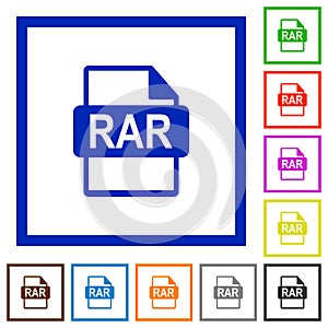 RAR file format flat framed icons