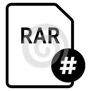 RAR file format with hashtag symbol icon vector for web and mobile application