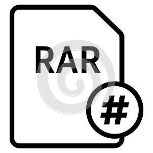 RAR file format with hashtag symbol icon vector for web and mobile application