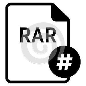 RAR file format with hashtag symbol icon vector for web and mobile application