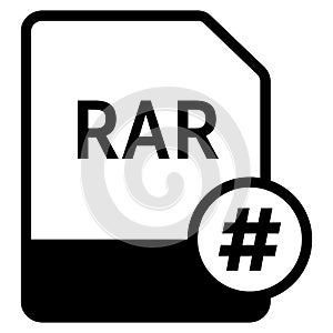 RAR file format with hashtag symbol icon vector for web and mobile application
