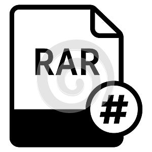 RAR file format with hashtag symbol icon vector for web and mobile application