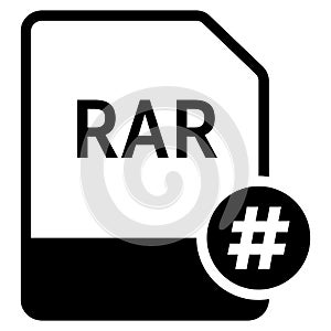 RAR file format with hashtag symbol icon vector for web and mobile application