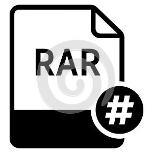 RAR file format with hashtag symbol icon vector for web and mobile application