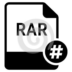 RAR file format with hashtag symbol icon vector for web and mobile application