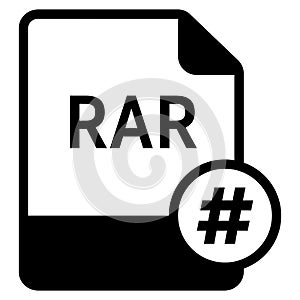 RAR file format with hashtag symbol icon vector for web and mobile application