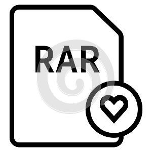 RAR file format with heart symbol icon vector for web and mobile application