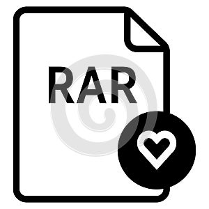 RAR file format with heart symbol icon vector for web and mobile application