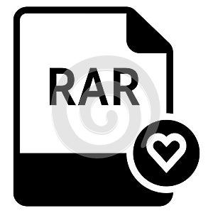 RAR file format with heart symbol icon vector for web and mobile application