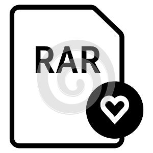 RAR file format with heart symbol icon vector for web and mobile application