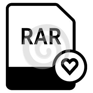 RAR file format with heart symbol icon vector for web and mobile application