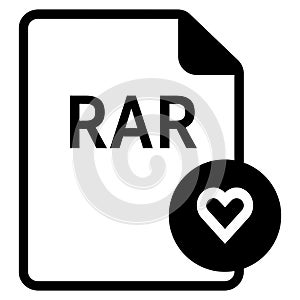 RAR file format with heart symbol icon vector for web and mobile application