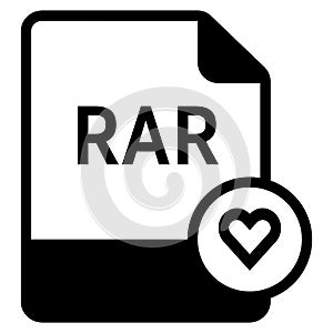 RAR file format with heart symbol icon vector for web and mobile application