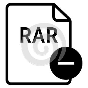 RAR file format with minus symbol icon vector for web and mobile application