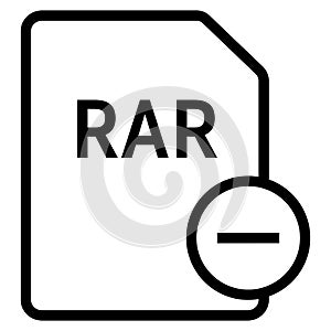 RAR file format with minus symbol icon vector for web and mobile application