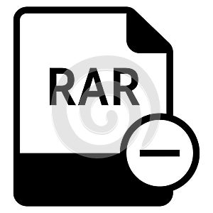 RAR file format with minus symbol icon vector for web and mobile application