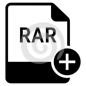 RAR file format with plus symbol icon vector for web and mobile application