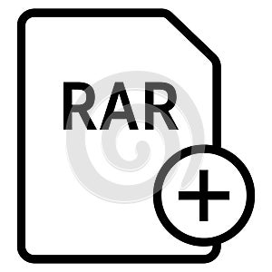 RAR file format with plus symbol icon vector for web and mobile application