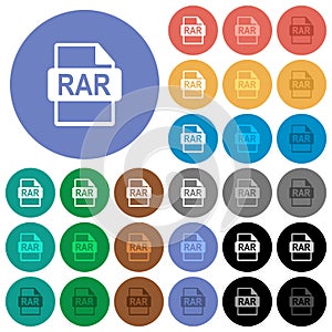 RAR file format round flat multi colored icons