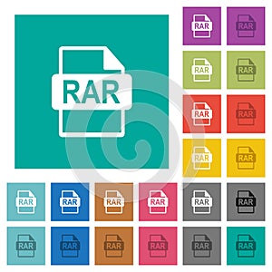 RAR file format square flat multi colored icons