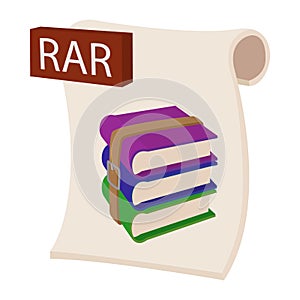 RAR file icon, cartoon style