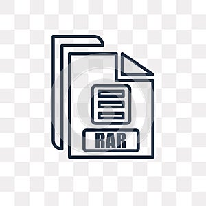 Rar vector icon isolated on transparent background, linear Rar t