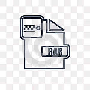 Rar vector icon isolated on transparent background, linear Rar t photo